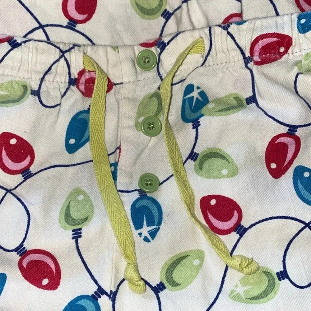 DELICATES pajama pant Christmas light print elastic waistband drawstring size XL